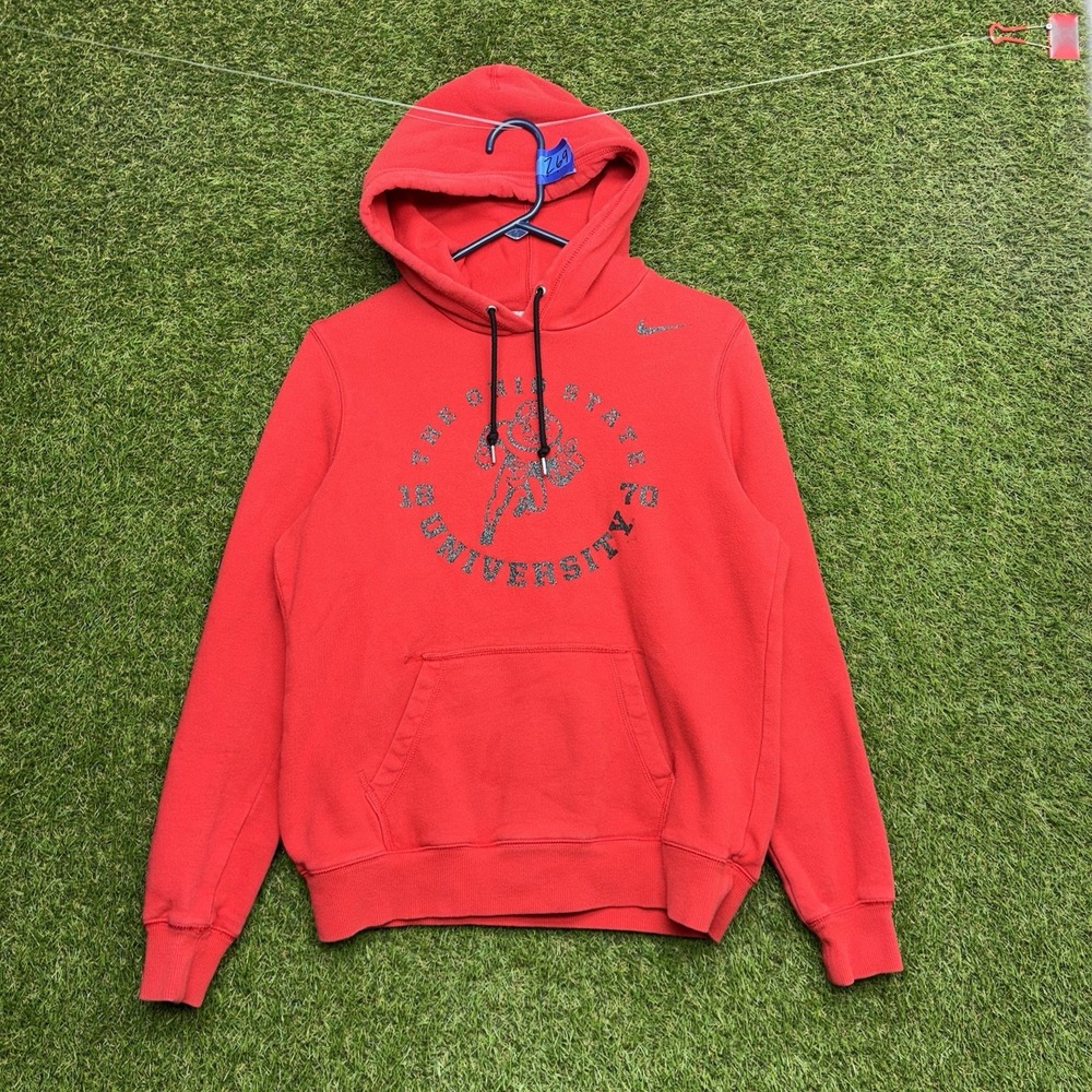 Nike Ohio State Hoodie Womens Large Buckeyes Sweatshirt Pullover Red OSU Light